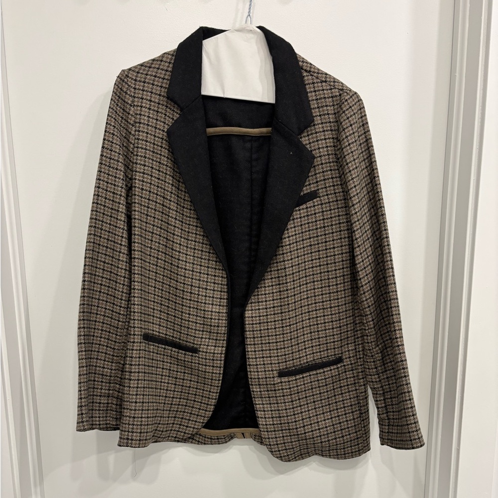 Topshop Brown Sport Coat with Black Accents